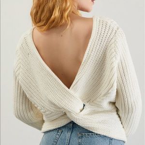 NWT LA Hearts Cream Cross Back Sweater